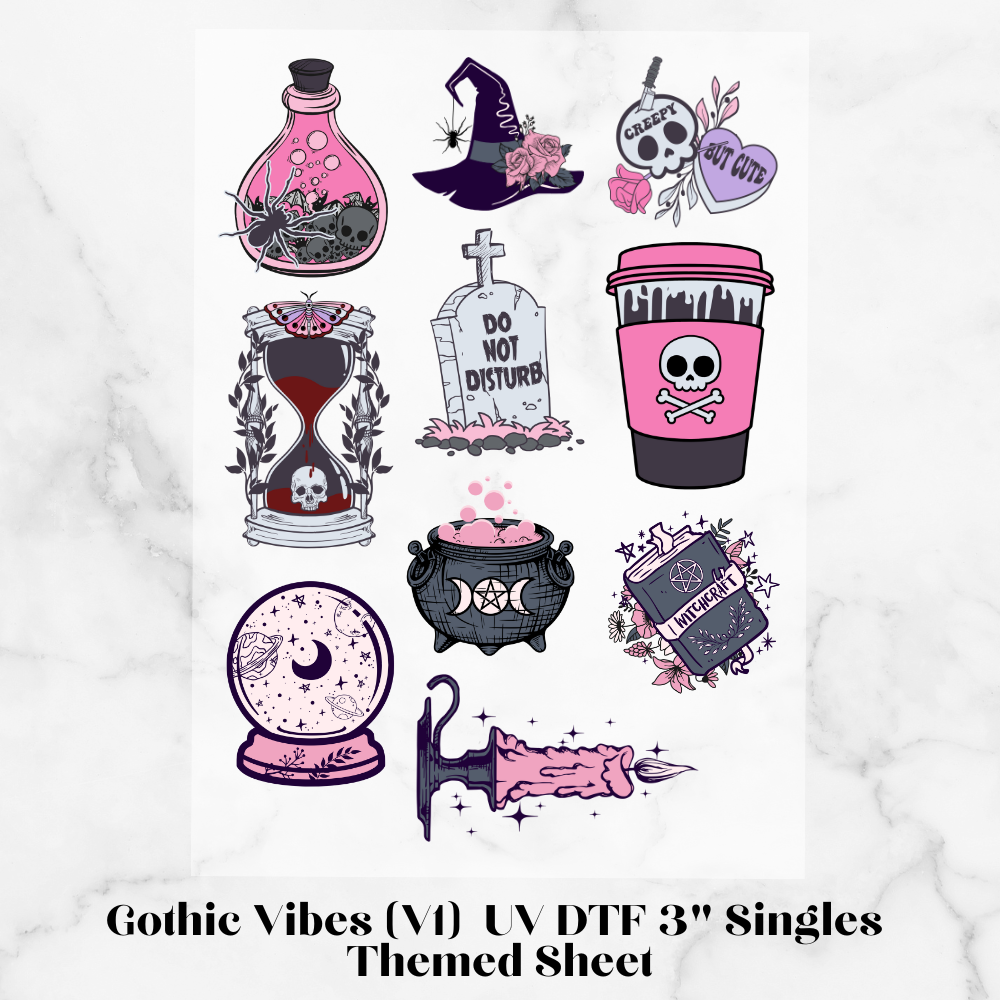 Gothic Vibes (V1) UV DTF 3" Singles Themed Sheet