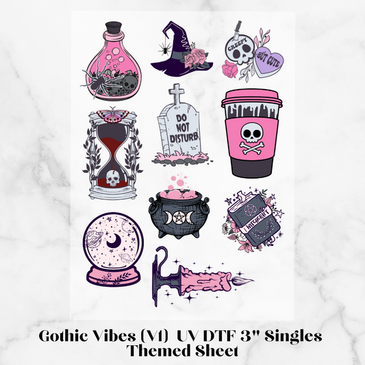Gothic Vibes (V1) UV DTF 3" Singles Themed Sheet