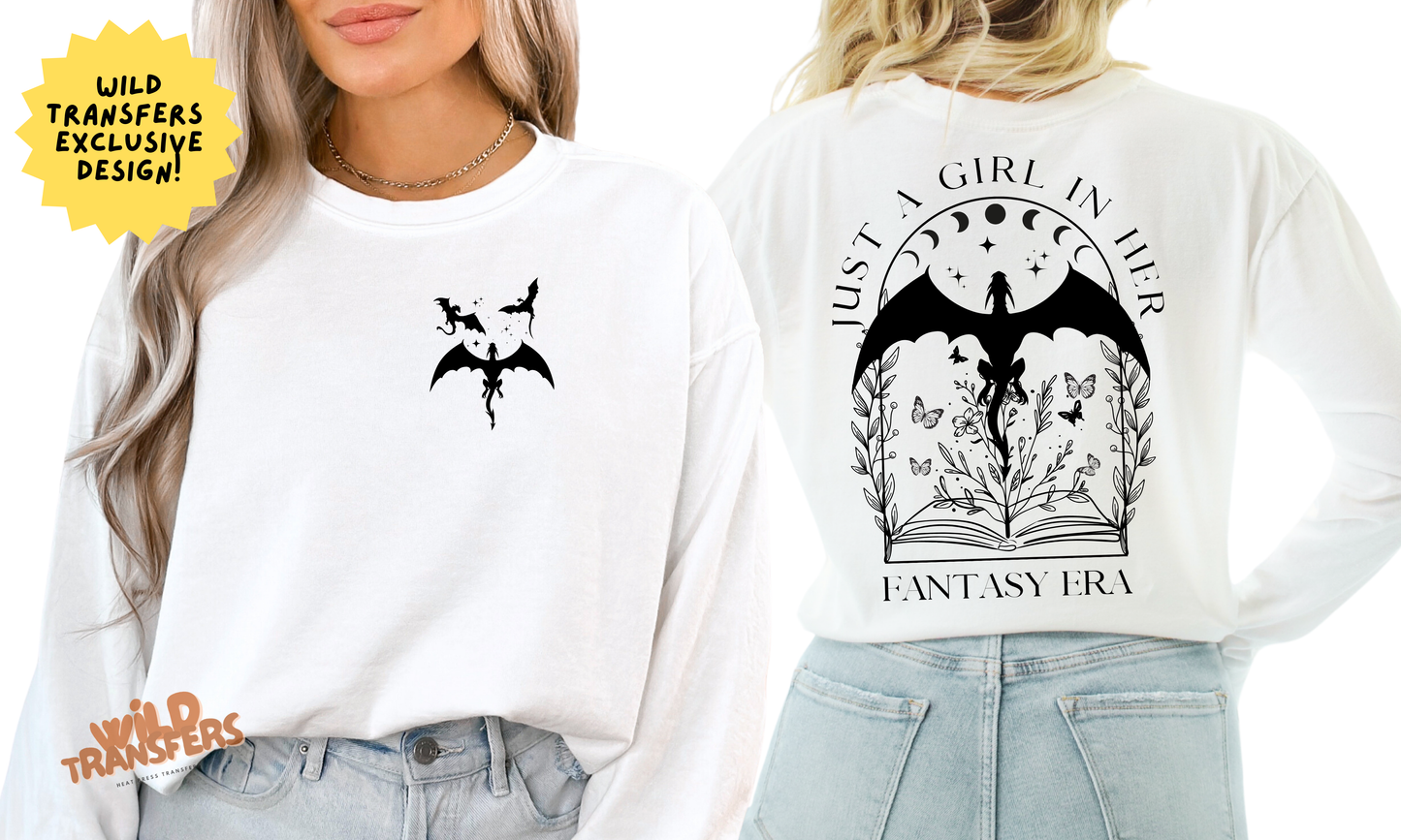 Just a Girl in her Fantasy Era Pocket & Back DTF Transfers