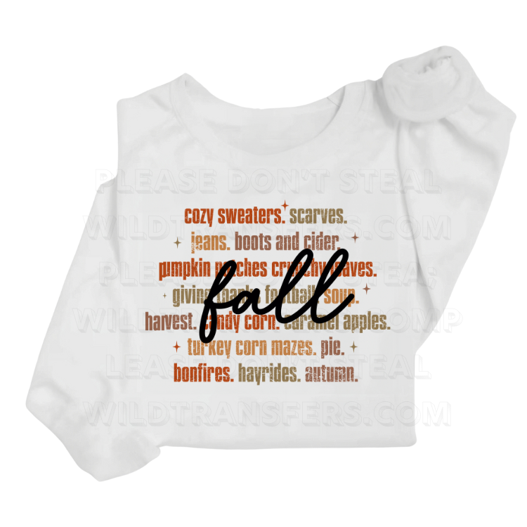 Fall Checklist DTF Transfer