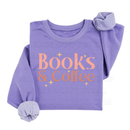Books & Coffee DTF Transfer