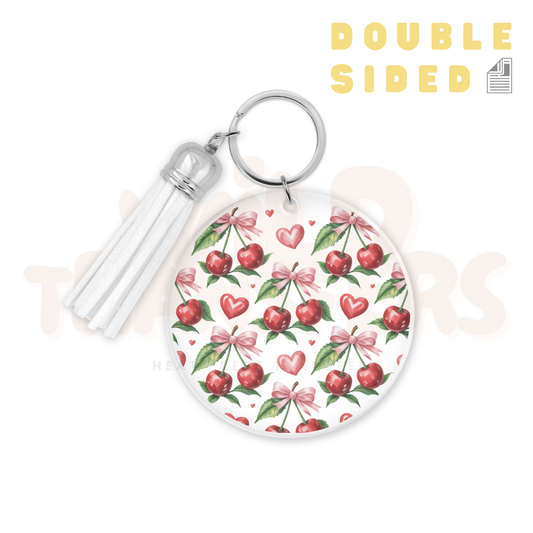 [Double Sided] Cherry Hearts Circle UV DTF Transfer