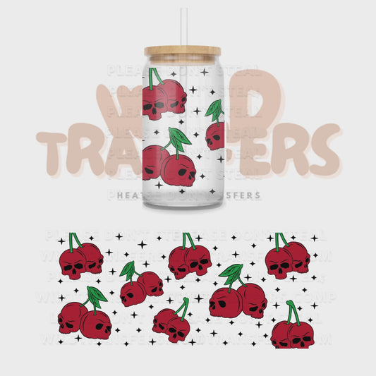 Cherry Skulls UV DTF 16oz Wrap